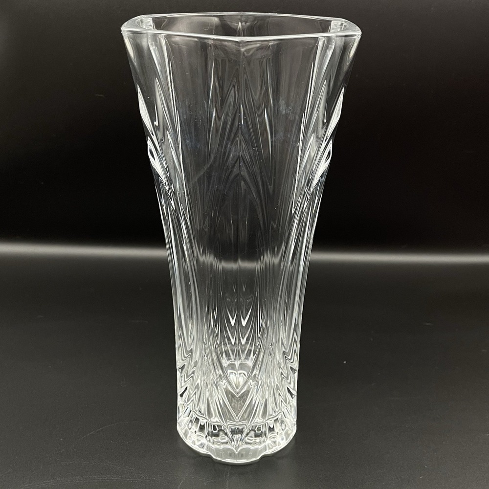 Vintage Heavy Cut Crystal Glass 10" Vase 6 Sided Star Base 3 lb‎ 4 oz Hexagon